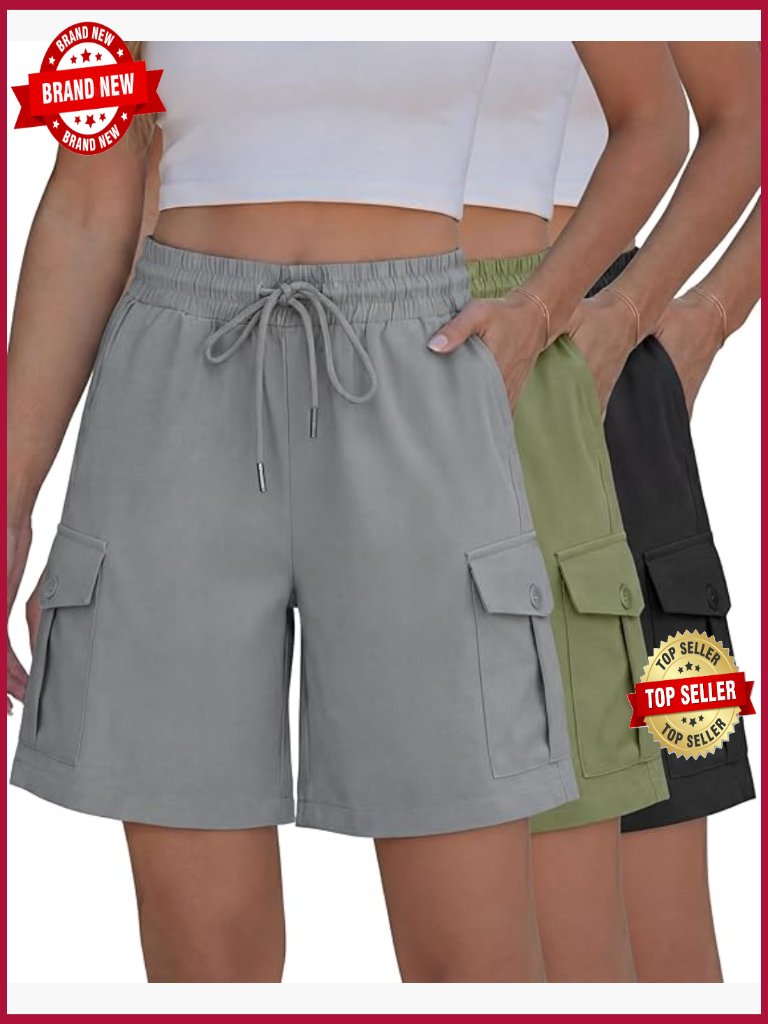 7" Inseam 4-Pocket Cargo Hiking Shorts For Women Athletic Lightweight High Waist